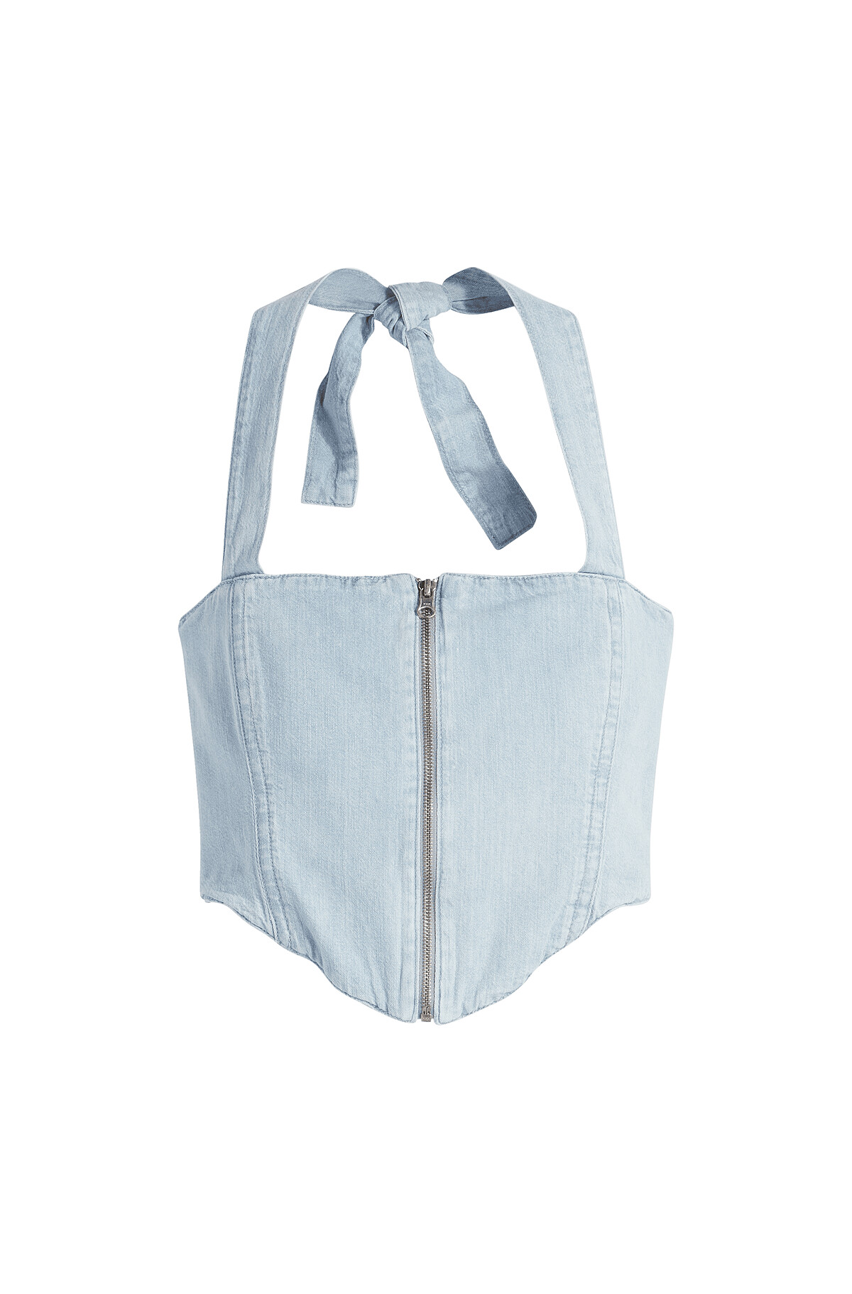 淺色水洗丹寧繞頸上衣，NT$5,800