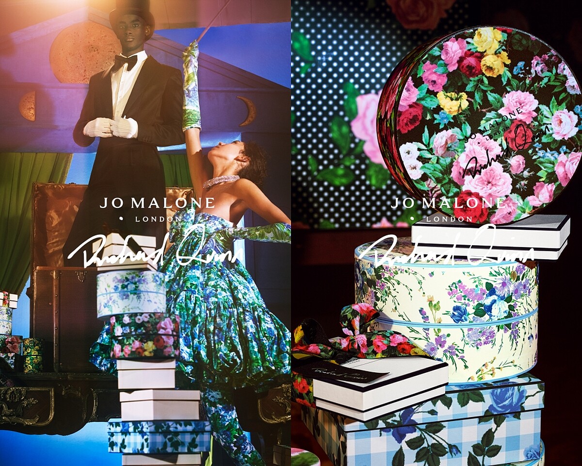 Jo Malone London 2022年Richard Quinn設計師系列，華麗英式花卉包裝設計與居家香氛全新登場。
