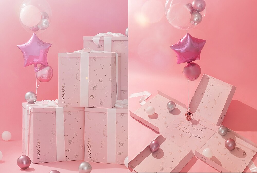 蘭蔻粉紅星空氣球驚喜箱。