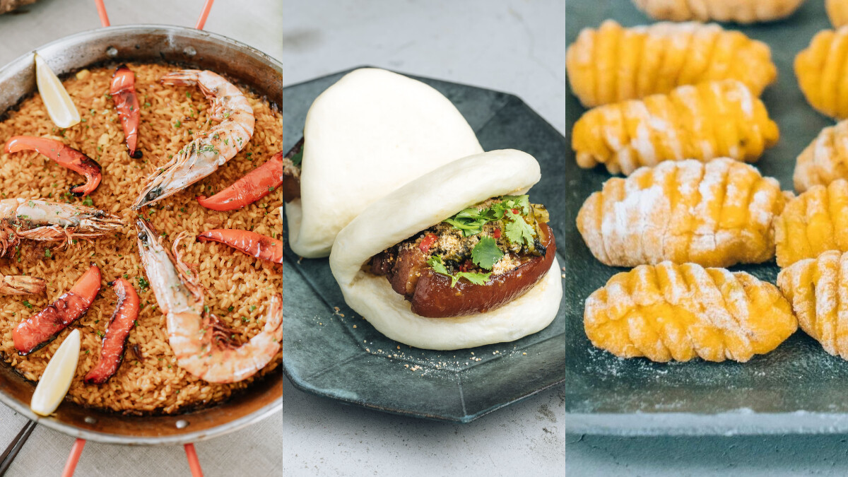 二十道菜色包括了經典焦糖控肉、西班牙海鮮飯、義大利麵餃、 義式起司莓果塔、夏威夷海鮮蓋飯等等。