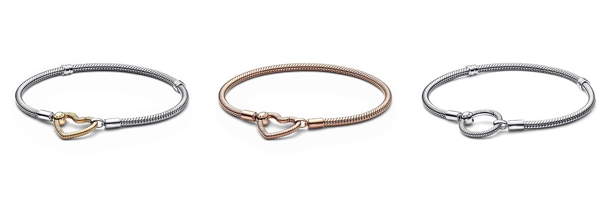 Pandora Moments心形釦蛇鏈、Pandora Moments O形釦蛇鏈，各NT3,980