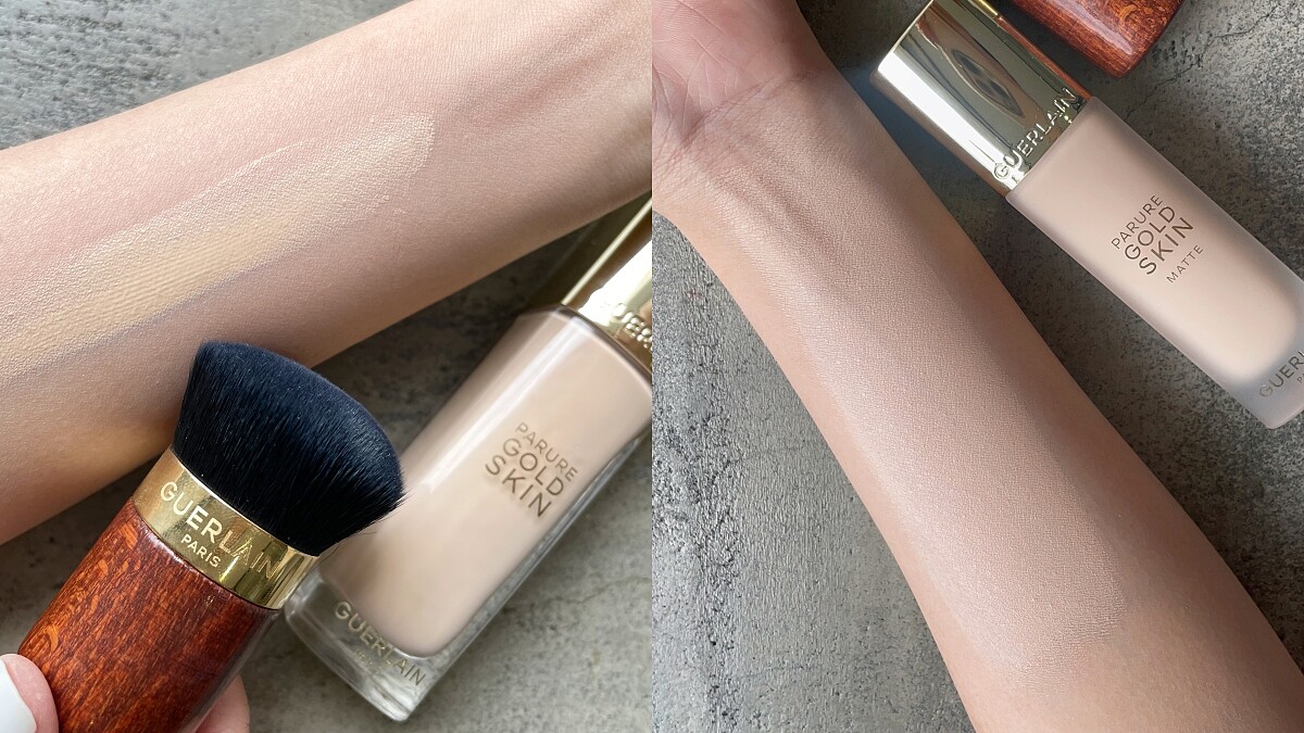 左為24K純金光透精華粉底;右為24K純金持久無瑕粉底