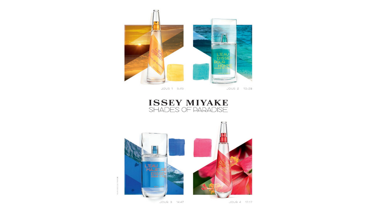 三宅一生ISSEY MIYAKE一生之水2019夏限定繽紛天堂形象圖。