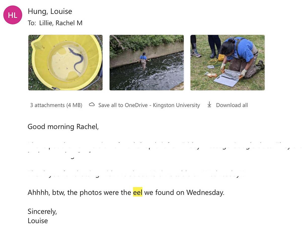 信件附上參加環保志工訓練的照片。