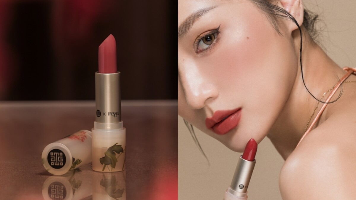 FreshO2 X珍藏故宮郎世寧系列春院牡丹唇脂膏#罌粟緋紅。