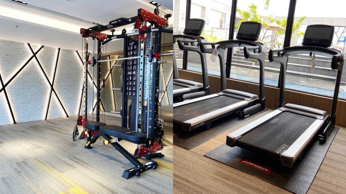 12樓還有健身房，能一邊欣賞泳池一邊運動