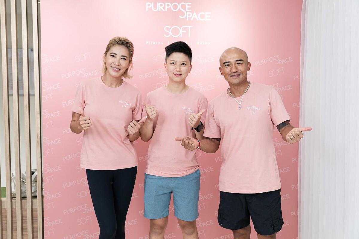 PURPOSE SPACE創辦人左起主持人小禎、教練Nancy、藝人小馬