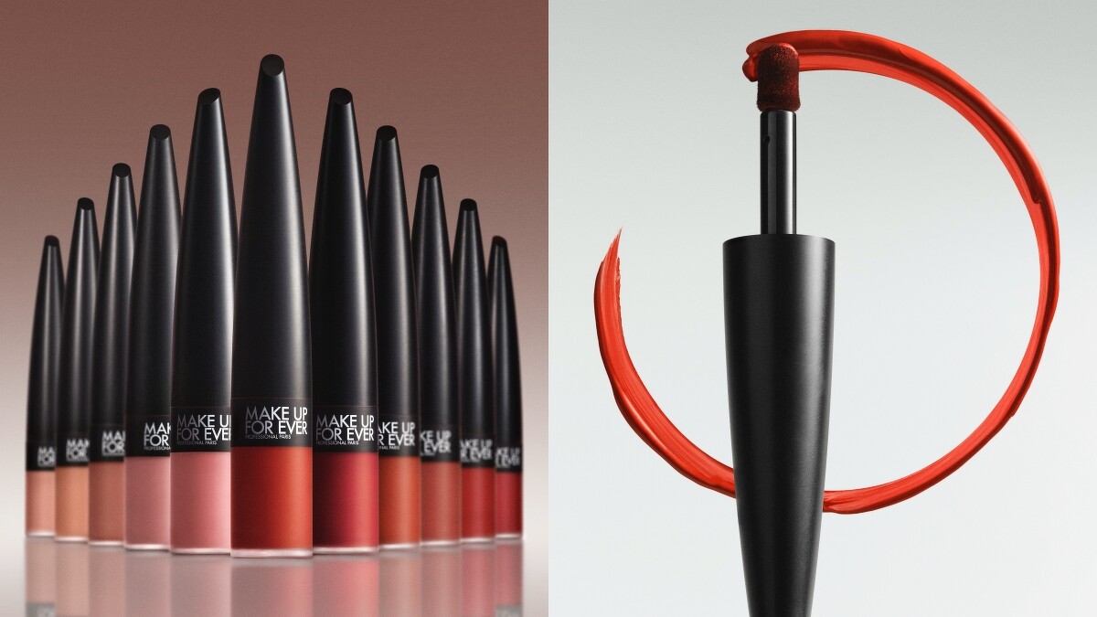 MAKE UP FOR EVER藝術大師愛神特霧唇釉，首創無痕斜角智慧刷頭。