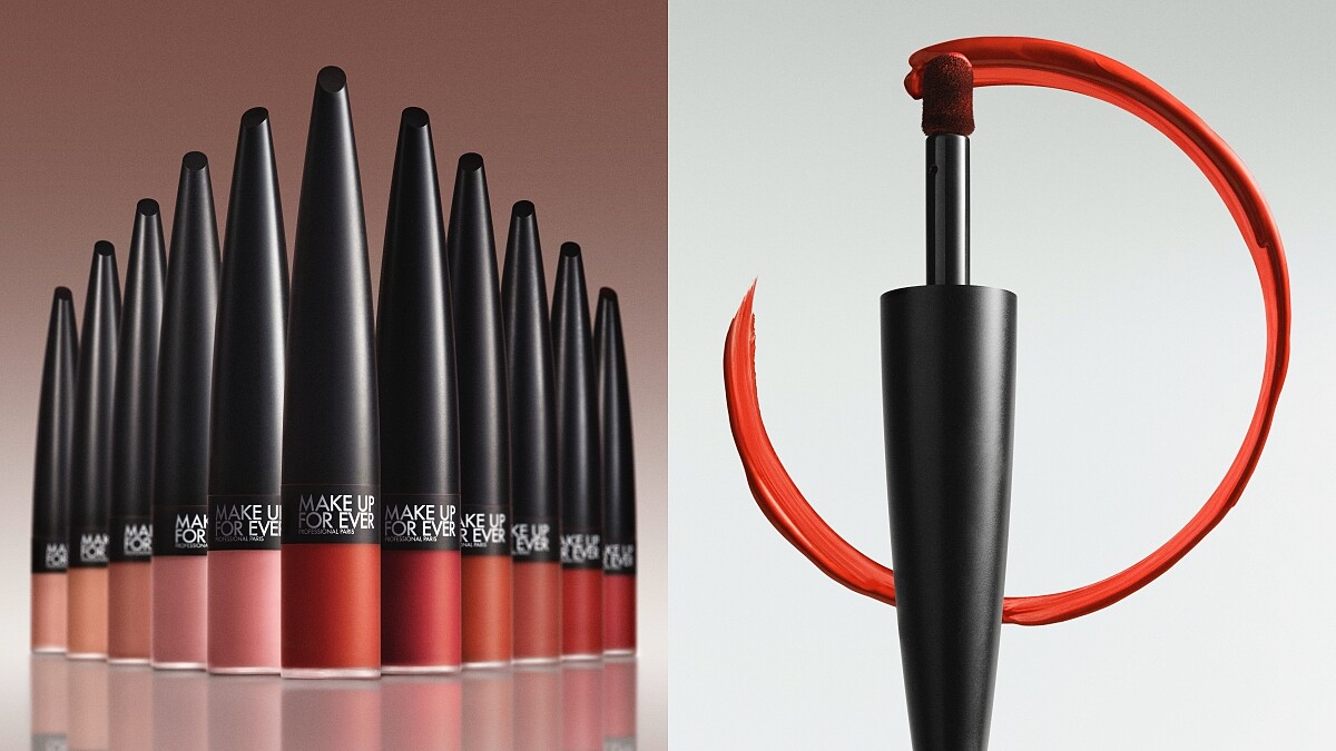 MAKE UP FOR EVER藝術大師愛神特霧唇釉，首創無痕斜角智慧刷頭。