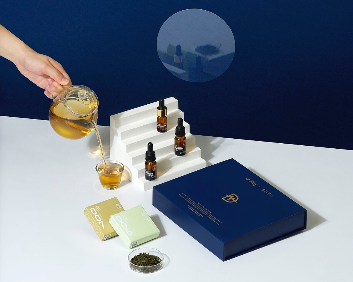 Dr. May美博士 x 茶日子聯名禮盒形象照。