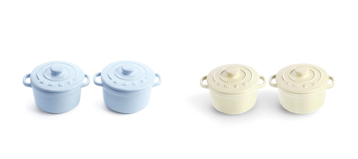 台灣家樂福獨家！SMEG迷你烤盅 (12cm)，20點+NT599，80點可免費兌換，全台限量：粉藍8,000組、奶油白4,900組。