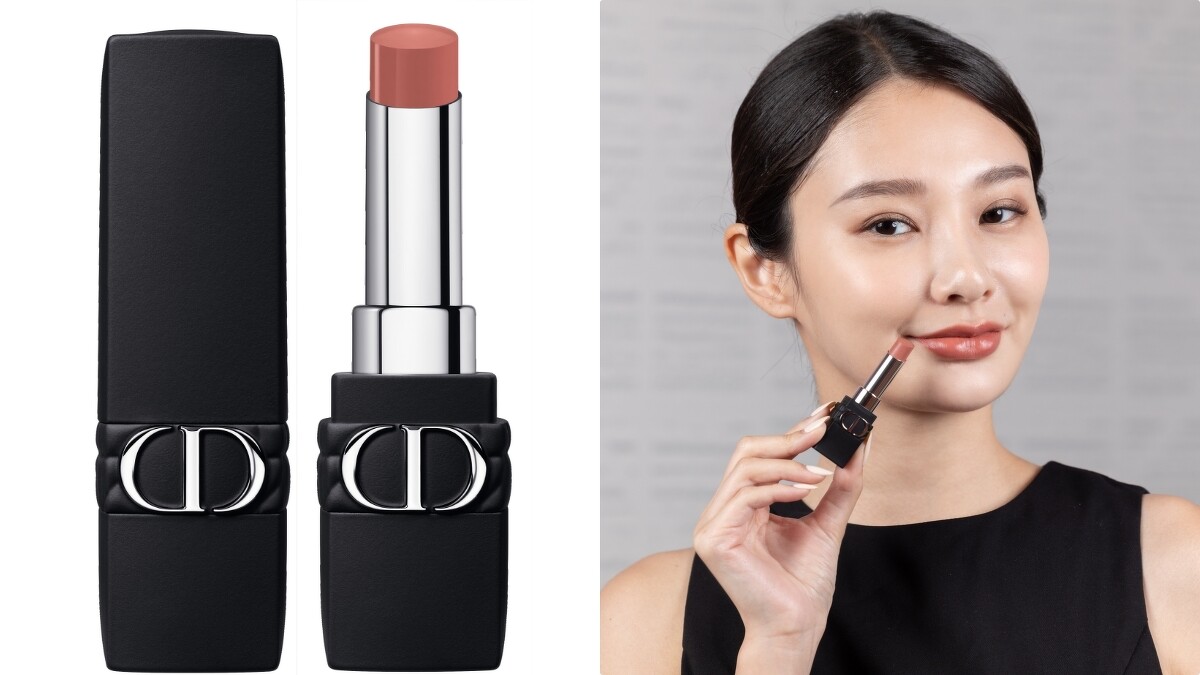 DIOR 迪奧超完美持久唇膏#505裸粉玫瑰實擦。