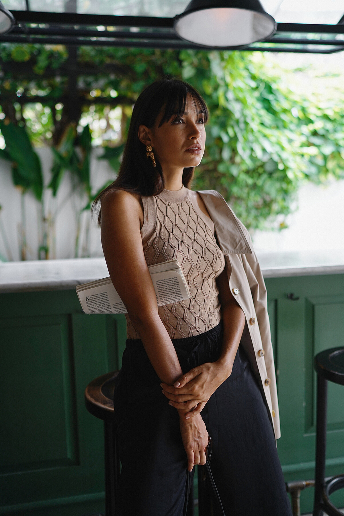 水波紋削肩連體衣，NT 1,880