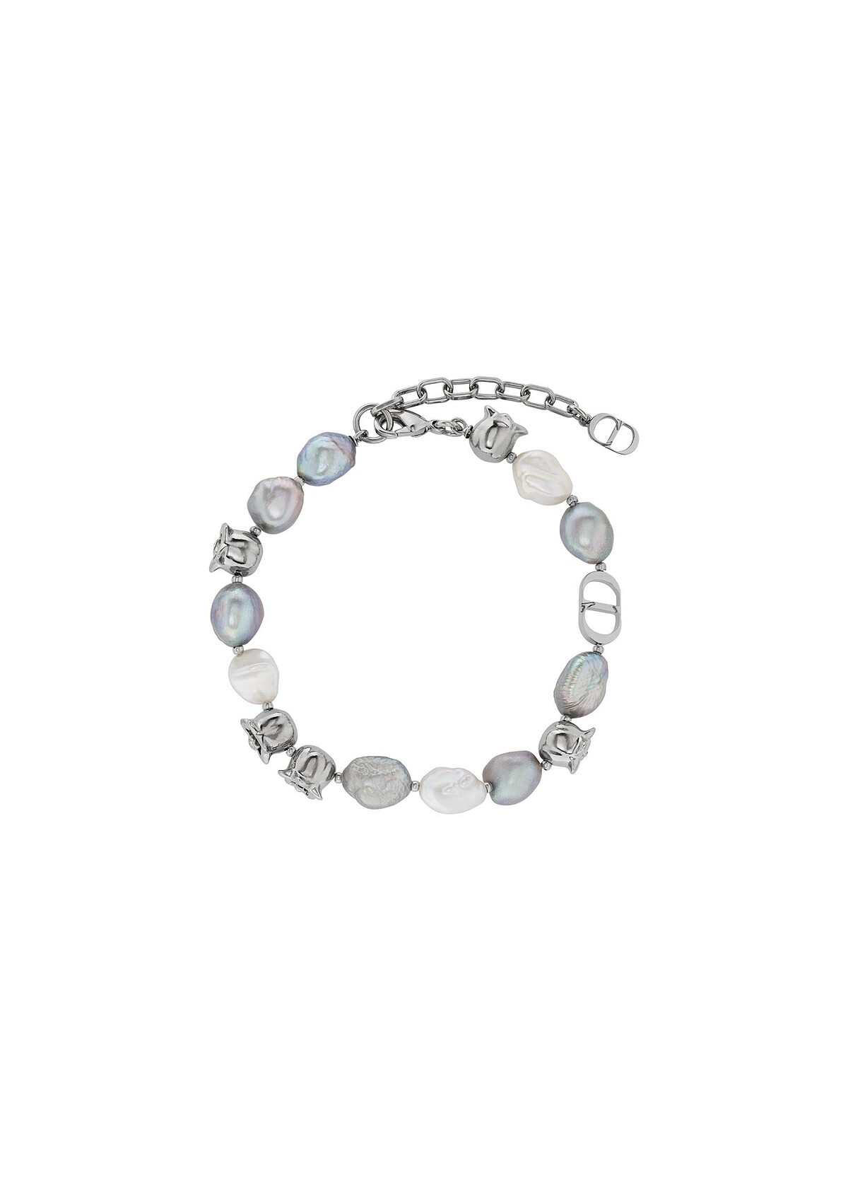 CD Icon白與灰淡水珍珠銀色鈴蘭手鍊，NT$23,000