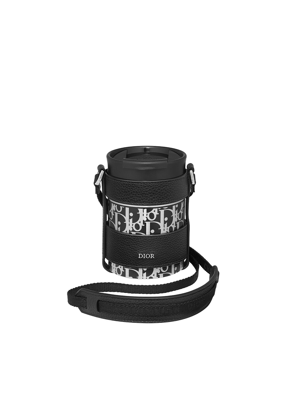 Dior不鏽鋼水杯與黑色粒紋小牛皮背帶，NT$23,000