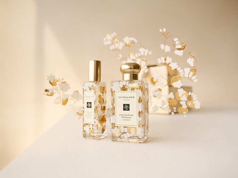 Jo Malone London英國梨與小蒼蘭香水2021限定版包裝。