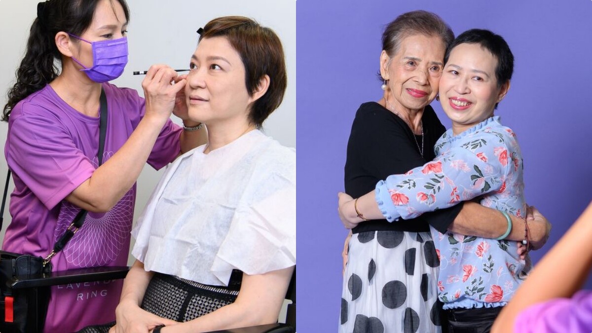 台灣資生堂專業彩妝老師為癌友們上妝留下美麗的畫面。