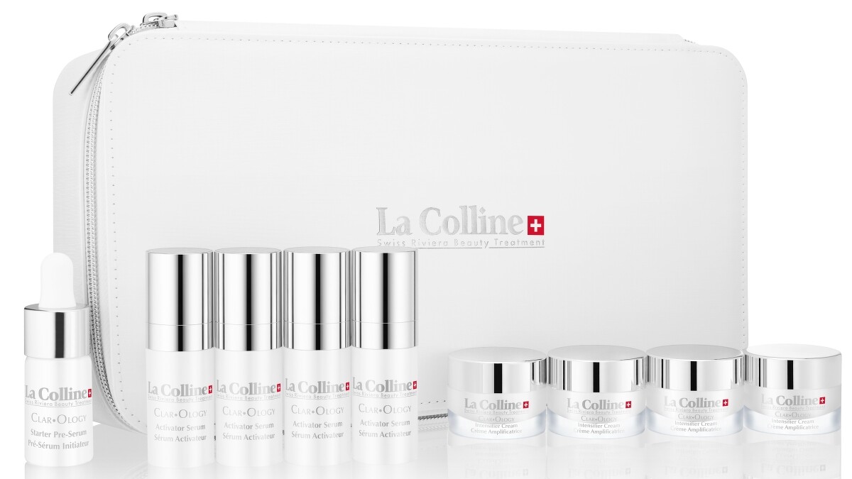 La Colline極萃臻白光燦護理(一盒1+4組)，NT30,600。內容包含一瓶光調控前導液、以及「皙活微分精華」與「光感臻白活膚霜」各四小瓶，小瓶裝設計能維持活性穩定，將濃度比、活性比、純度比保存最完美狀態。