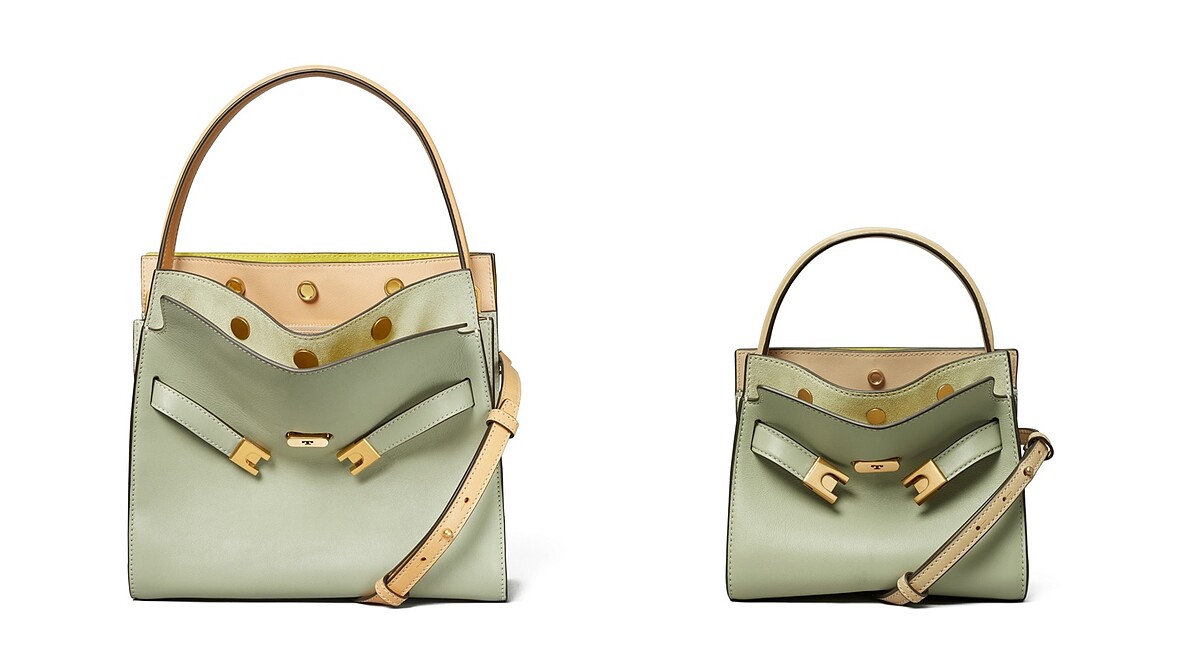 (左)Tory Burch 薄荷綠Lee Radziwill 雙層包 NTD42,900 /(右)Tory Burch 薄荷綠Lee Radziwill 迷你雙層包 NTD27,900