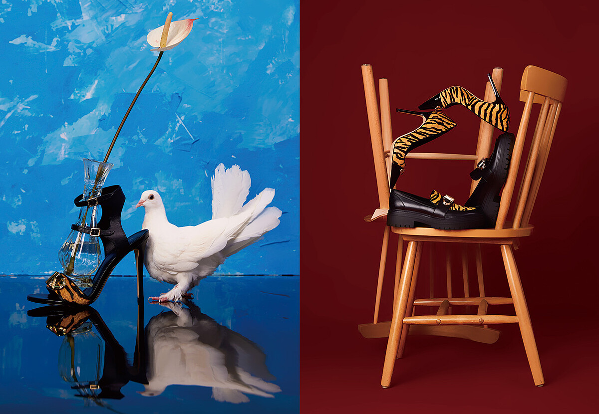 黑色繫帶動物紋高跟鞋；動物紋高跟鞋、動物紋樂福鞋、黑色樂福鞋，all by Michael Kors。