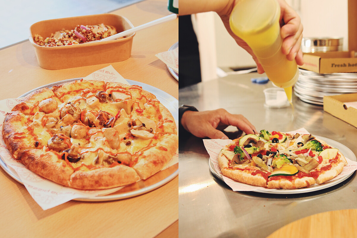 左為香草烤野菇披薩，右為普羅旺斯披薩。