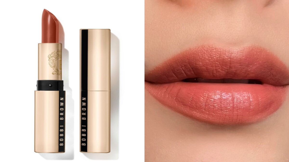 Bobbi Brown金緻緞光唇膏#ITALIAN ROSE豆沙甜粉實擦試色。