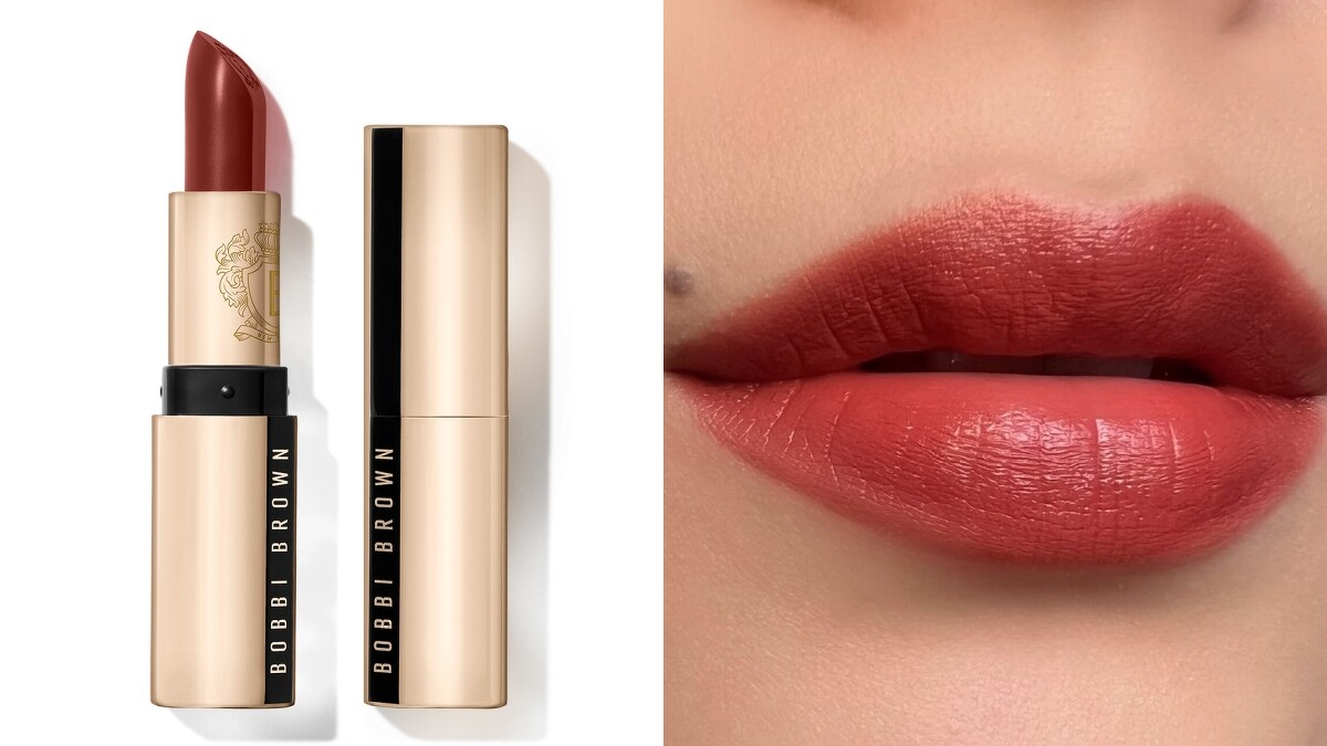 Bobbi Brown金緻緞光唇膏#CLARET赤茶酒紅實擦試色。