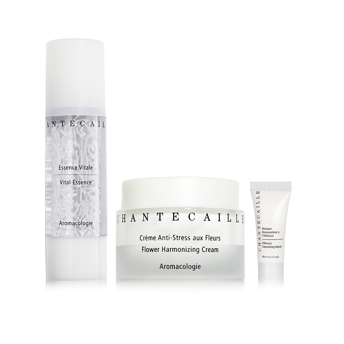 ⟪亮顏雙效保濕組⟫ 花妍活膚精華液50ml，花妍調理保濕霜 50ml，花妍煥采活膚面膜 8ml。