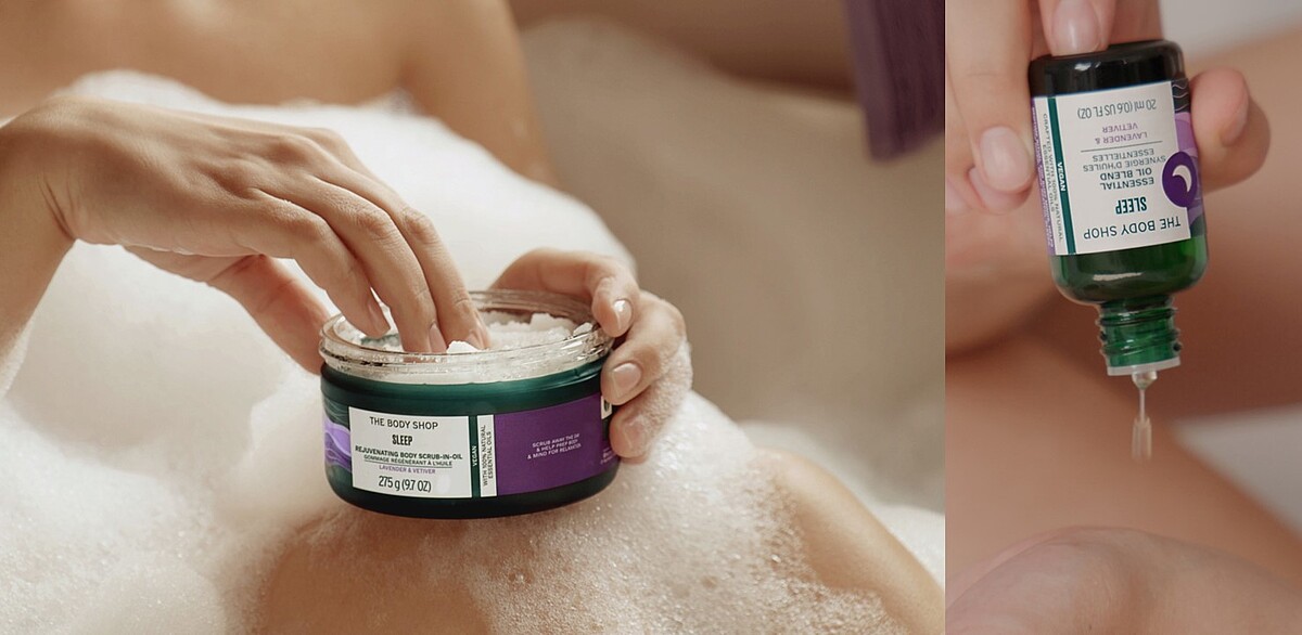 THE BODY SHOP【甦心活耀 能量喚膚】靜舒心身體磨砂膏-200ML $1880(尚未到貨)，靜舒心 精萃油-20ML$1350