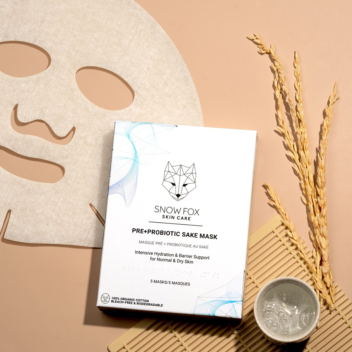 Snow Fox日本清酒益生菌面膜形象圖。