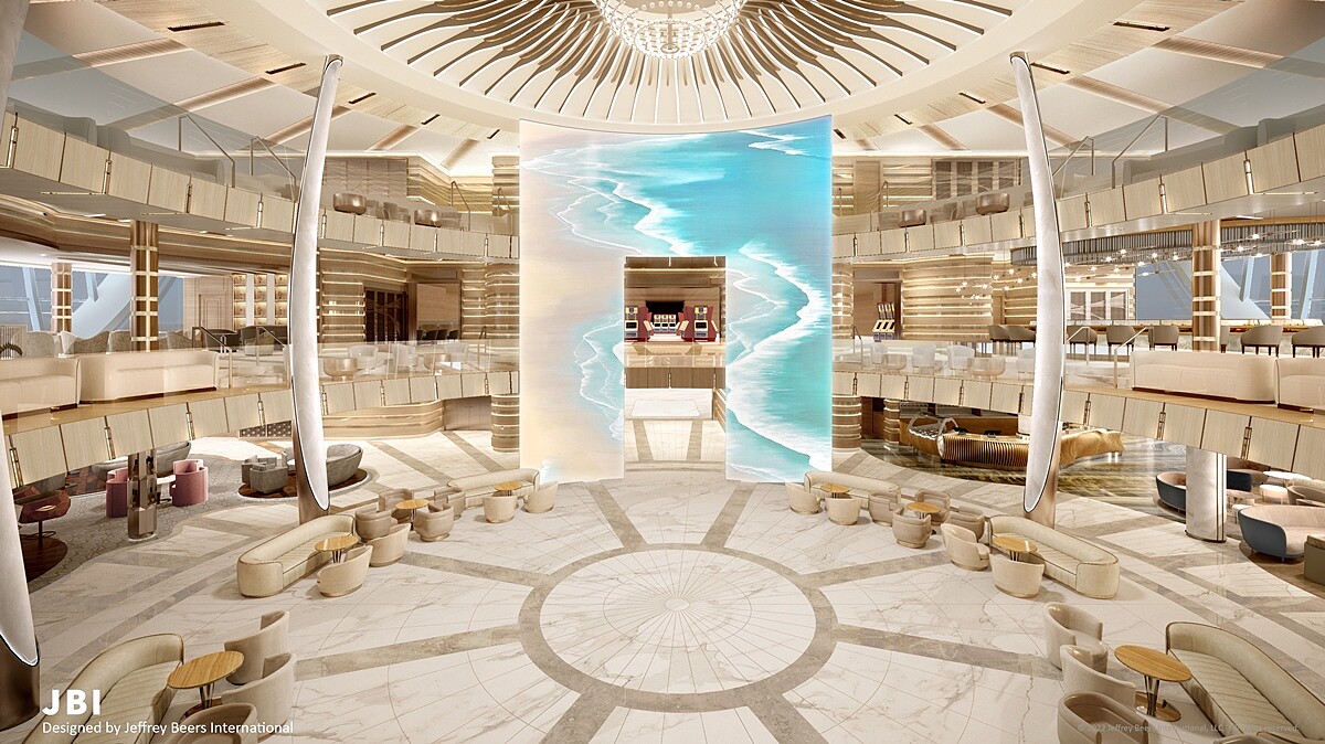 挑高三層樓高的中庭廣場（Piazza）