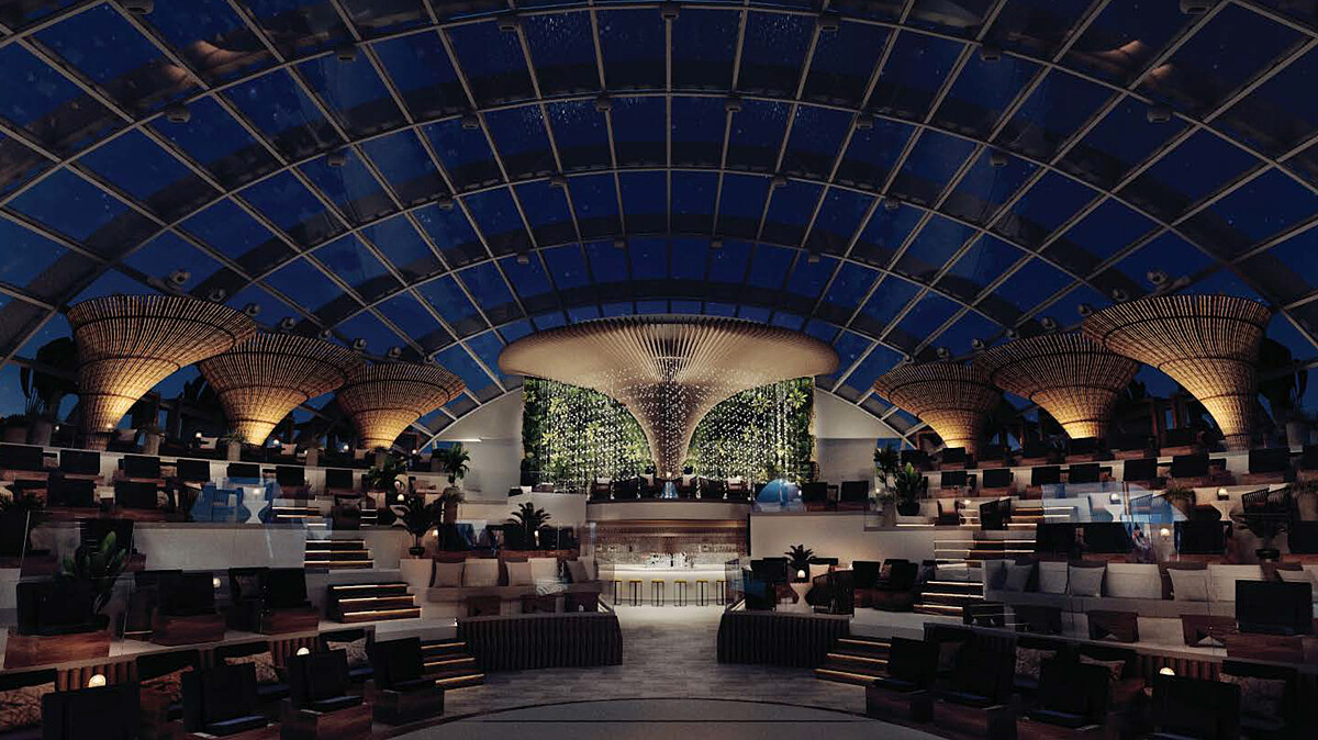 玻璃穹頂空中花園－夜晚