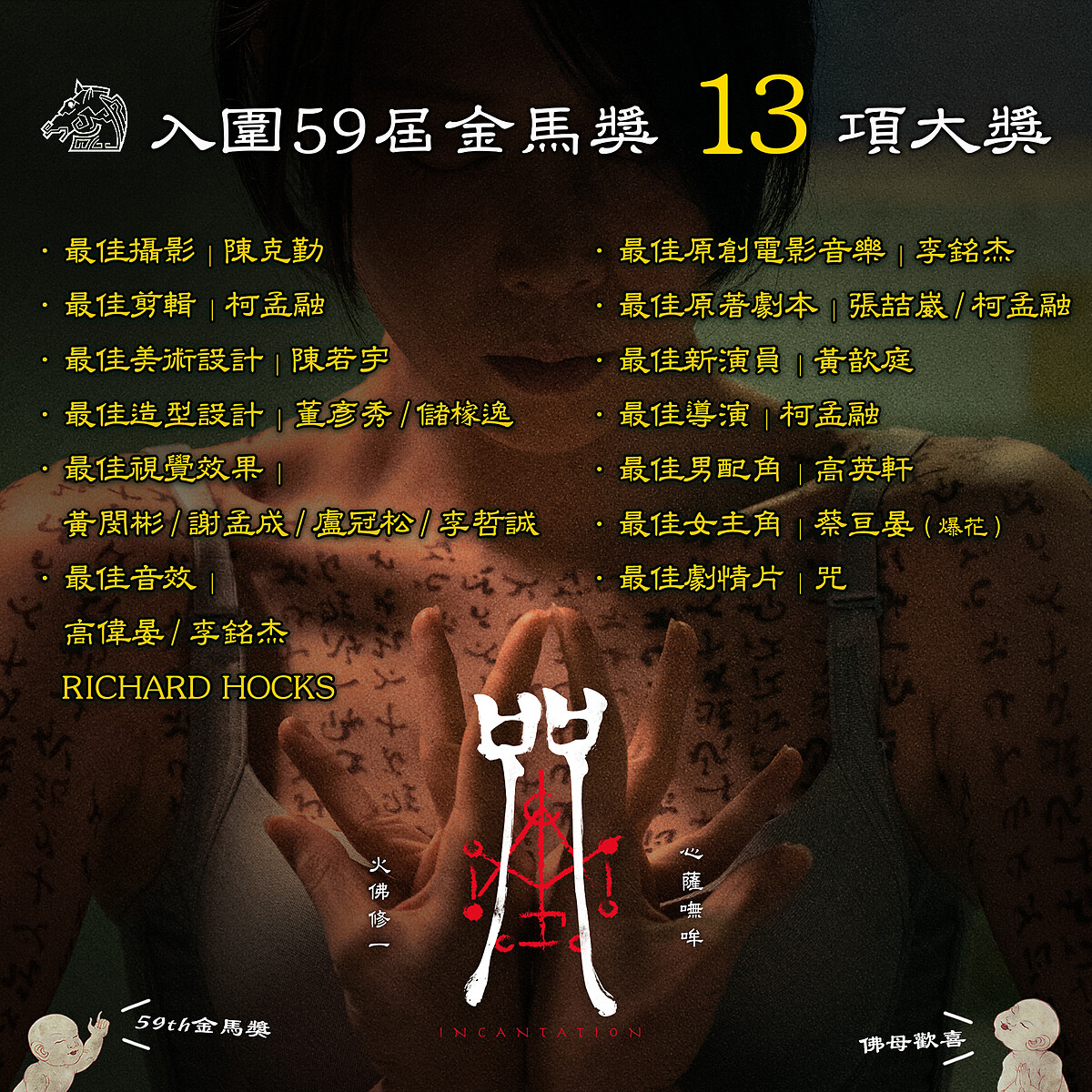 《咒》13項入圍金馬59