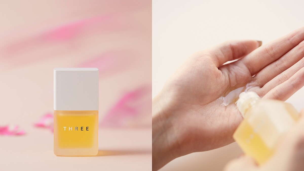 THREE AIMING極致活顏系列2022秋冬新品美容精華油系列，包含臉部與身體的品項。THREE AIMING極致活顏全效精華油R 30ml，NT4,500。