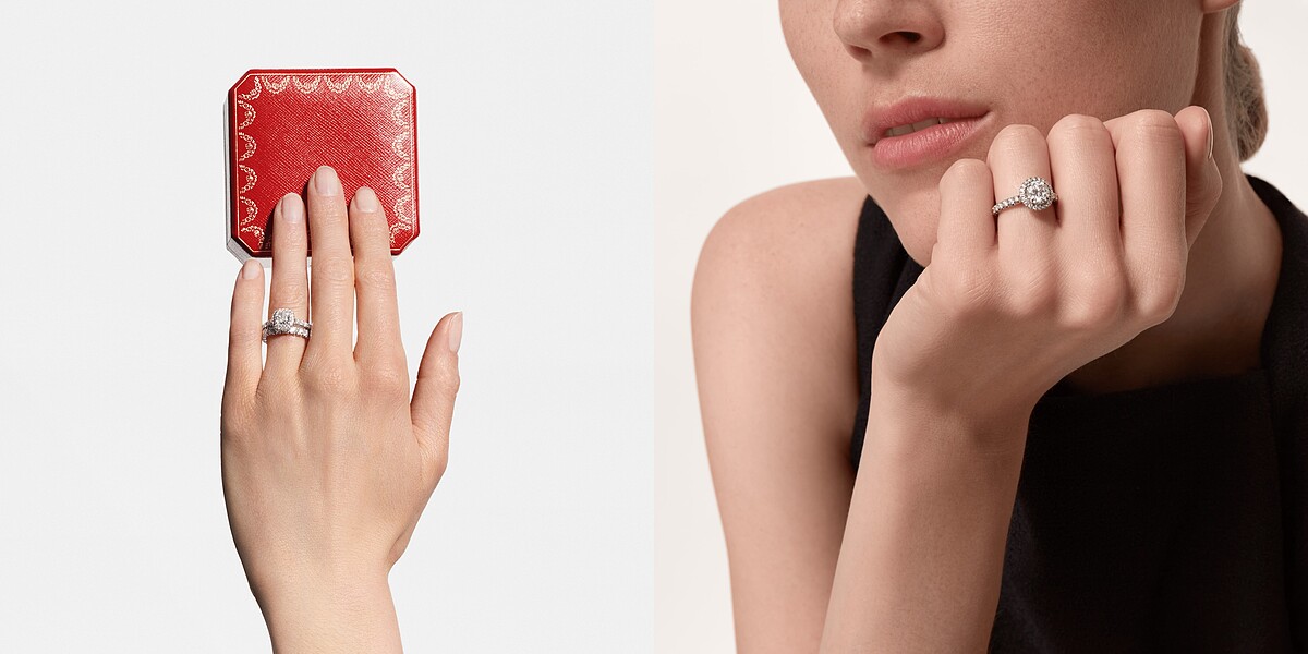 Cartier Destin&eacute;e單鑽戒指，鉑金，鑽石