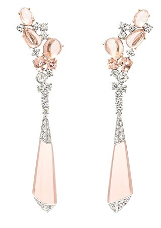 白K金鑲嵌摩根石與鑽石耳環，Boucheron。