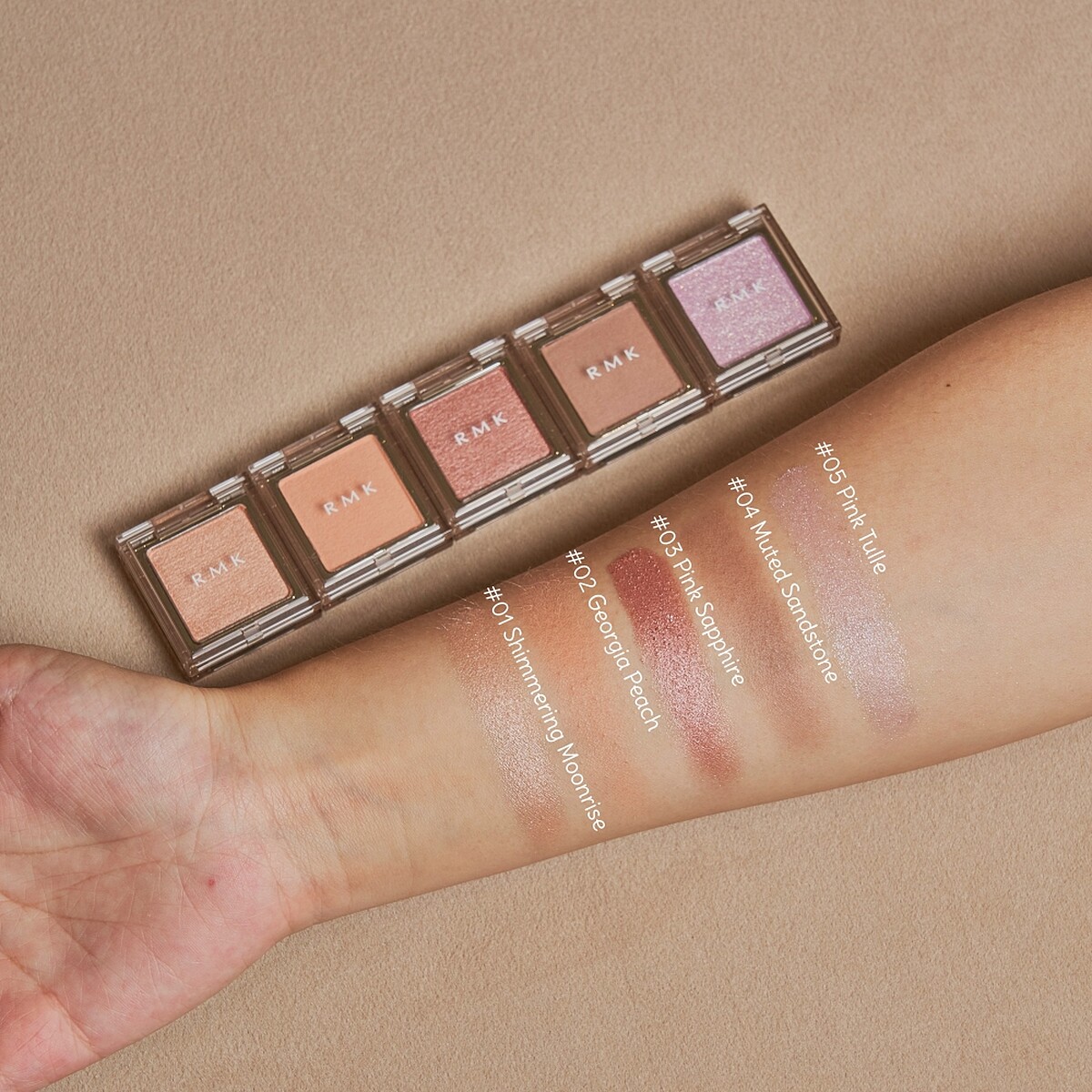 RMK不設限眼影#01~#05試色。