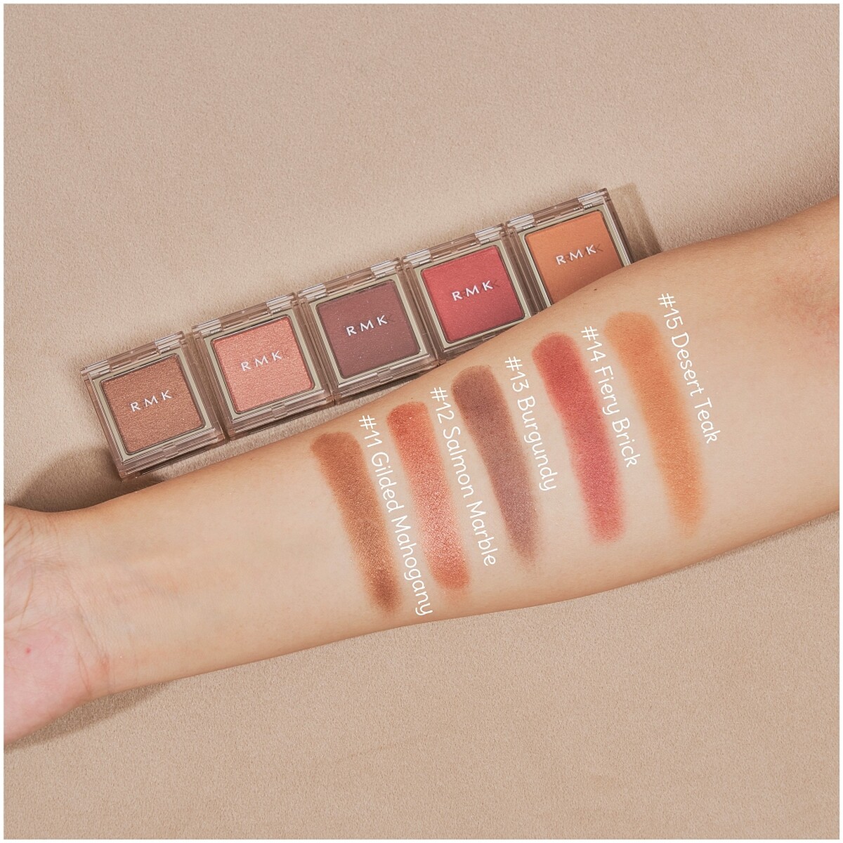 RMK不設限眼影#11~#15試色。