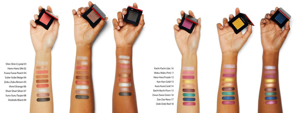 資生堂摩霧單色眼影18色手部試色。