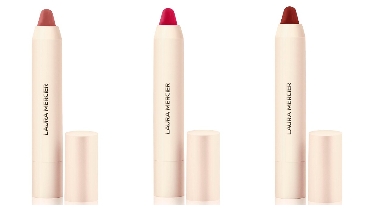 LAURA MERCIER 蘿拉蜜思花漾唇蠟筆主打色(左起)#302 Ella、#324 Louise、#382 Laura。