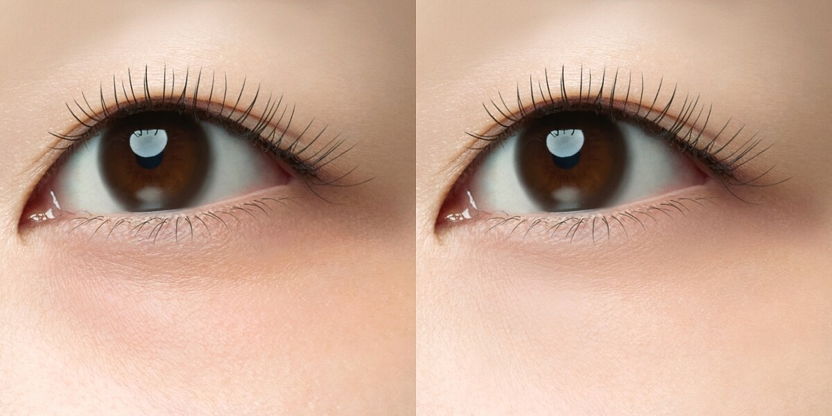 Visée幻飾眼圈遮瑕霜(左)使用前、(右)使用後。