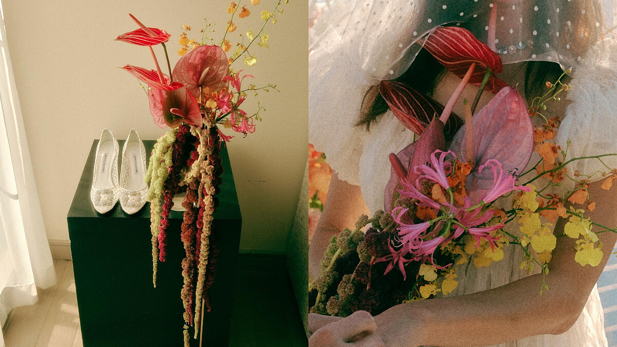 孔曉振的捧花與婚鞋