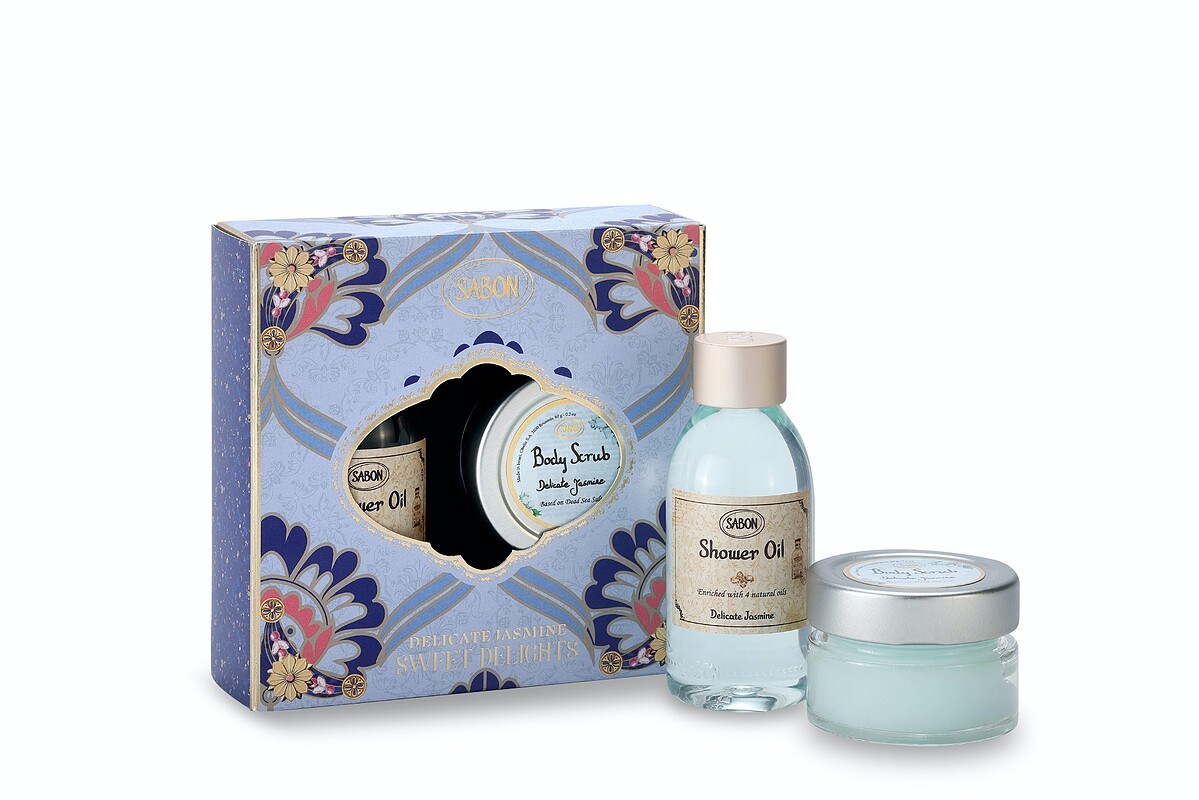 茉莉花語 沐浴磨砂禮盒，NT1,180 