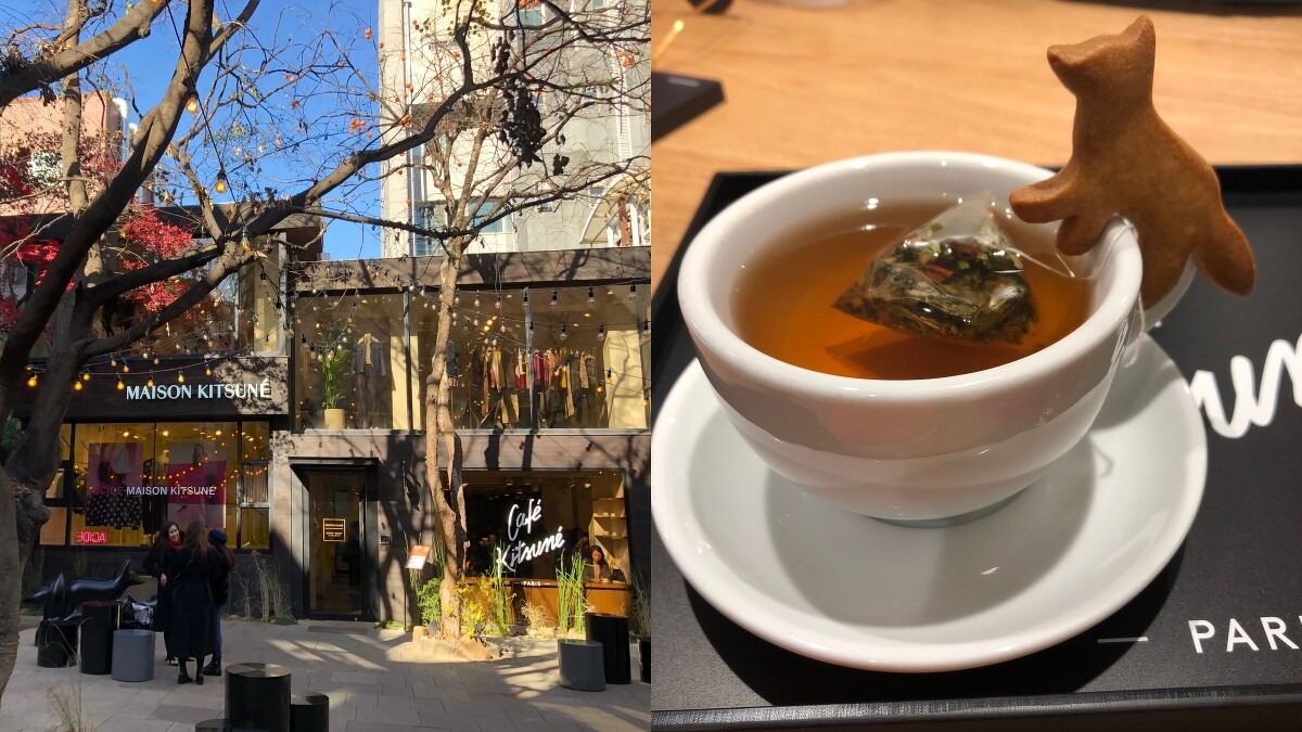 Maison Kinsun&eacute;在新沙洞開設的Caf&eacute; Kitsun&eacute;。