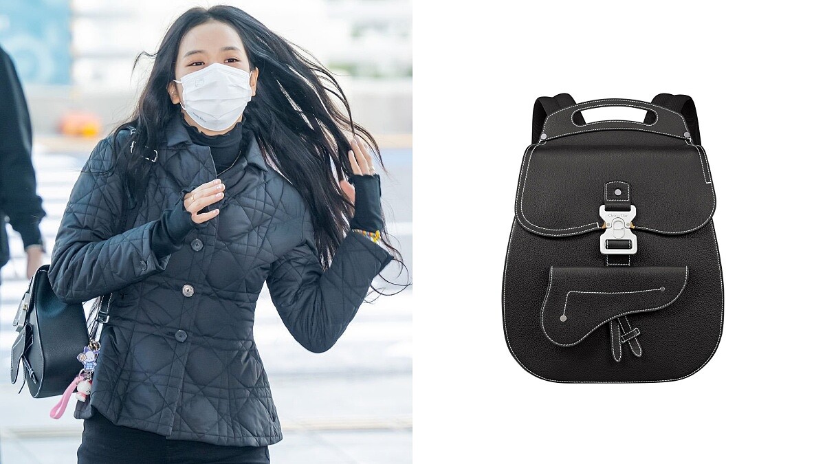 Jisoo機場時尚的馬鞍後背包太吸睛！居然是男包、價格比你想的要可愛