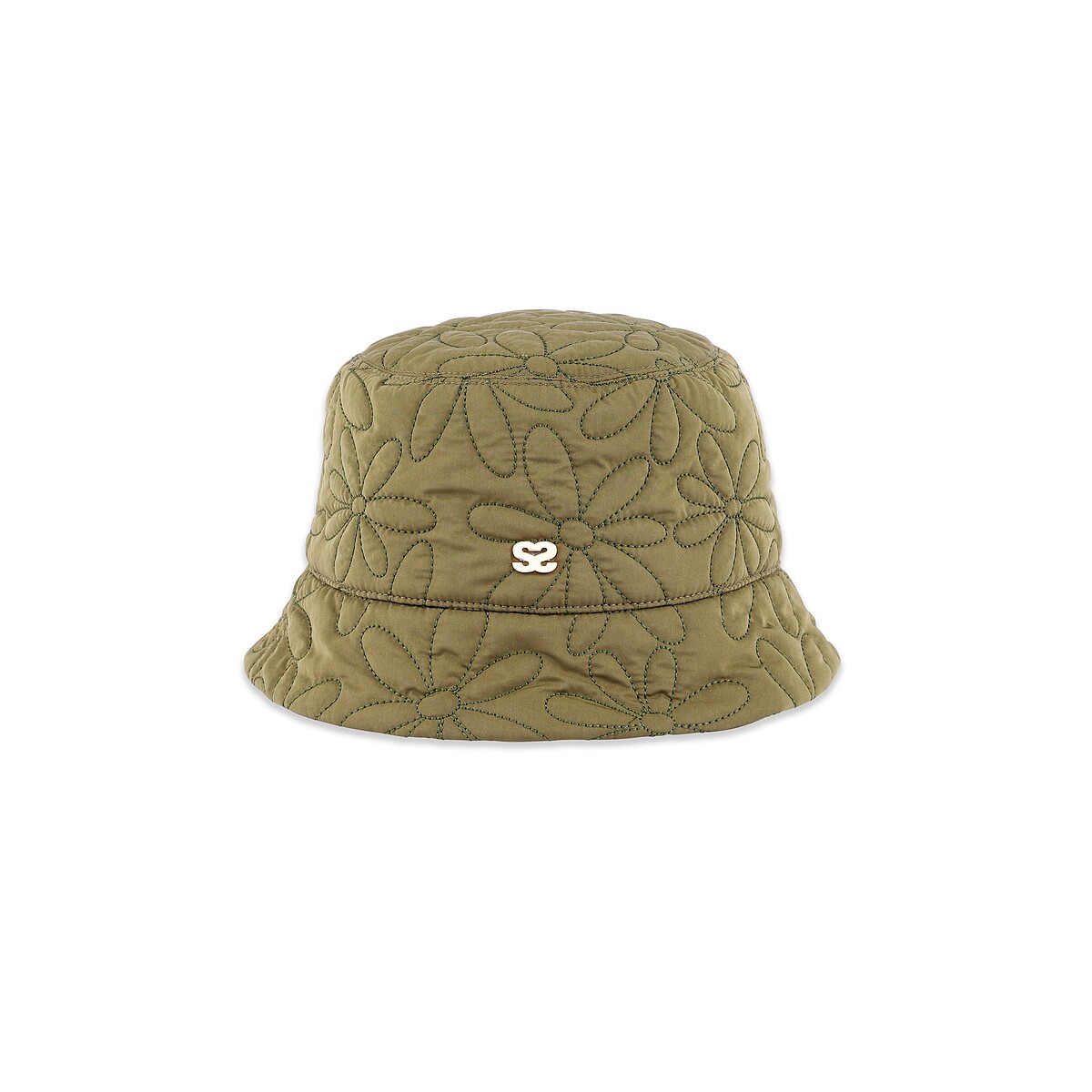 SANDRO logo 橄欖綠衍縫漁夫帽，價格店洽。