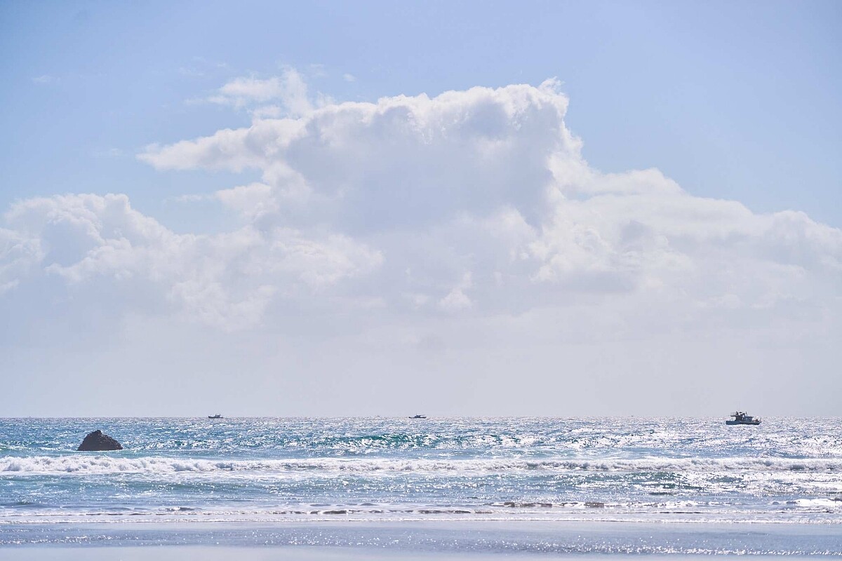 太平洋一望無盡的海景。