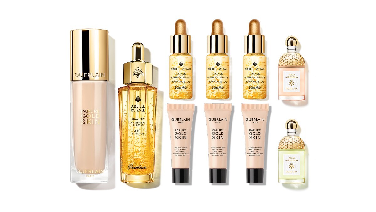 金緻平衡美肌組 優惠價NT$6,507 價值NT$10,924，皇家蜂王乳平衡油3G 30ml (正品)、24K純金光透精華粉底1N (正品)、24K純金光透精華粉底3ml*3、皇家蜂王乳平衡油3G 5ml*3、花草水語淡香水7.5ml(晨霧玫瑰/琢白岩蘭橙花)。