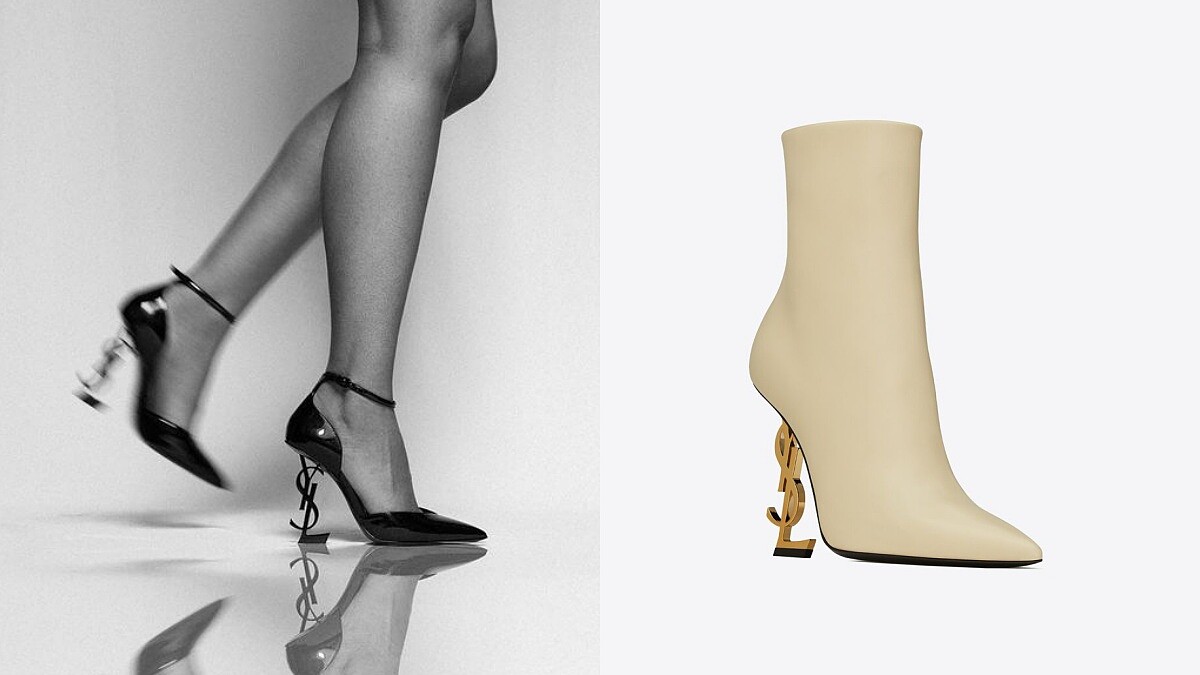 Saint Laurnet YSL高跟鞋變身YSL短靴，黑色經典、米色氣質、金色鞋跟超奢華