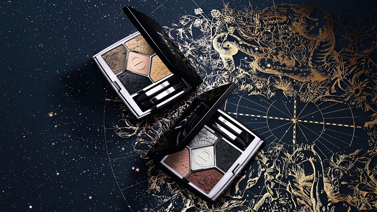 Dior迪奧2022聖誕彩妝經典五色眼影閃耀星空限量版情境圖。